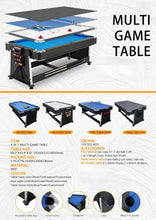 Load image into Gallery viewer, 4-in-1 Multi-Functional 7ft MDF Pool Billiard Table: Air Hockey, Table Tennis, and Dining Table