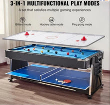Load image into Gallery viewer, 4-in-1 Multi-Functional 7ft MDF Pool Billiard Table: Air Hockey, Table Tennis, and Dining Table