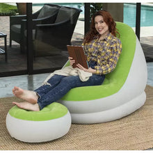 Load image into Gallery viewer, Bestway 75053 Comfort Cruiser Inflate-Chair with Stool Foot Pad Sofa 48&quot;X37&quot;X32&quot; inches Comfortable Backrest and Footrest Design Green
