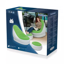 Load image into Gallery viewer, Bestway 75053 Comfort Cruiser Inflate-Chair with Stool Foot Pad Sofa 48&quot;X37&quot;X32&quot; inches Comfortable Backrest and Footrest Design Green
