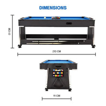 Load image into Gallery viewer, 4-in-1 Multi-Functional 7ft MDF Pool Billiard Table: Air Hockey, Table Tennis, and Dining Table
