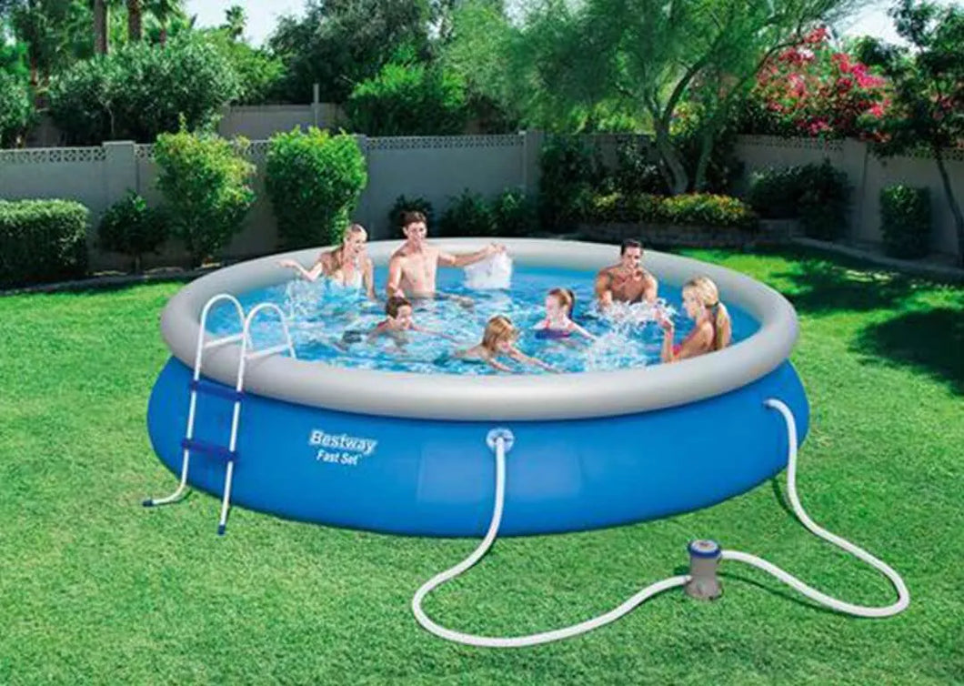 Bestway 57316 Above Ground Portable Pool Set for Kids and Adults, 15ft x 3ft.