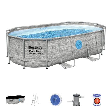Bestway 56714 Portable Swimming Pool Size 14 ft x 8.2 ft x 3.3 ft