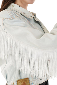 Jova Denim Jacket For Women's E Light blue rhinestone denim jacket.