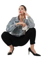 Load image into Gallery viewer, Jova Denim Jacket For Women&#39;s A Distressed denim jacket with tassels
