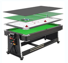 Load image into Gallery viewer, 4-in-1 Multi-Functional 7ft MDF Pool Billiard Table: Air Hockey, Table Tennis, and Dining Table
